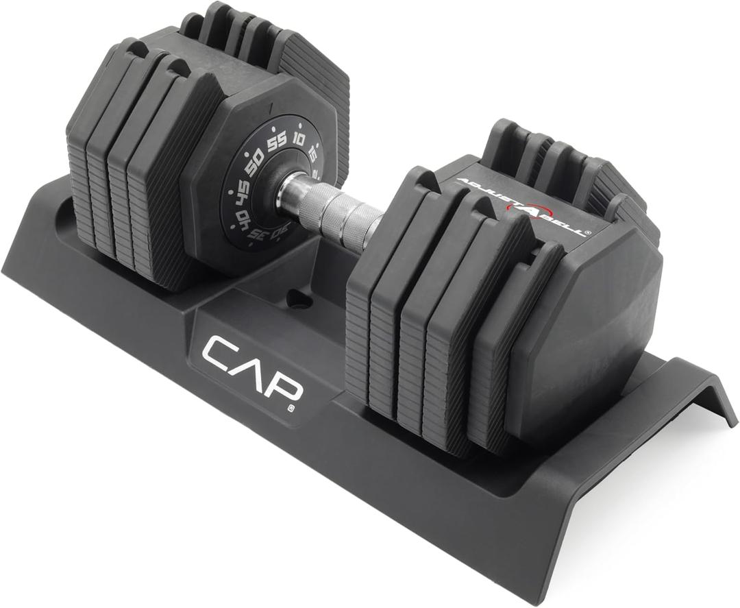 CAP Barbell 55 lb Single Adjustable Dumbbell with Full Rotation Chrome Handle