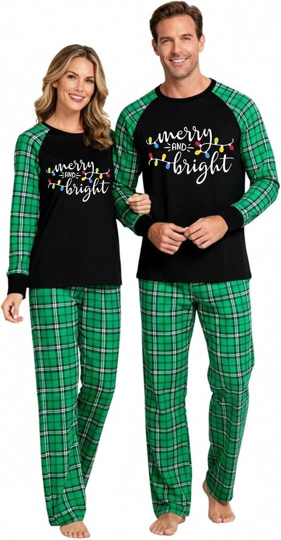 Christmas Pajamas for Couples Matching Christmas Pajamas Sets Xmas Holiday Long Sleeve Pjs 2XL