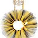 2 Pcs Dog Crown Headband Dog Tutu Dress Set Crystal Rhinestone Tiara Crown Tutu Skirt Pet Dress Costume for Puppy Birthday Party Wedding Photo Prop Costume(Black Gold,Large) (Large, Black Gold)