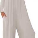 STOLKISS Women Casual Jumpsuits One Piece Loose Stretchy Long Sleeve Jumpsuit Wide Leg Long Pants Rompers with Pockets
