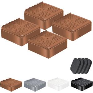 shouwuhho Furniture Risers, 4 Pack Bed Risers with Non-Slip Grip and Heavy Duty Support, 1 Inch 2 Inch 3 Inch 4 Inch Height Lift for Couch, Sofa, Table, Desk, Chair, Refrigerator - Brown, 1 Inch