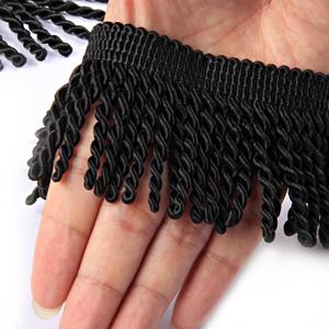 Curtain Fringes Bullion Fringe Trim 5/10 Yard x 2.5 Inches Fabric Trims Sewing DIY Decoration for Curtain Sofa Clothes (Black, 5yard)