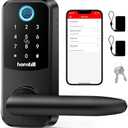 Hornbill Smart Lock Keyless Entry with Handle - Fingerprint Door Locks for Front Door - Keypad Electronic Digital Biometric Bluetooth Passcodes, Works with Alexa, App Control Touch Screen,Auto Lock