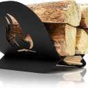 Juvale Iron Firewood Storage Rack for Indoor and Outdoor Use (10.5 x 16 in, Black)