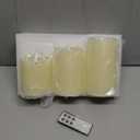 Eywamage Ivory Flameless Pillar Candles with Remote, Flickering Realistic LED Battery Wax Candles Set of 3,  3" H 4" 5" 6"