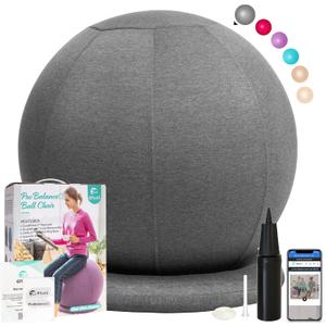 ProBalance Ball Chair, Yoga Ball Chair Exercise Ball Chair with Slipcover and Base for Home Office Desk, Birthing & Pregnancy, Stability Ball & Balance Ball Seat to Relieve Back Pain, Multiple color size (55cm (Junior Height 4'10" - 5'3"), Deepspace Grey)
