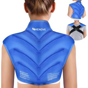 Chenove Ice Pack for Shoulders Upper Back with Strap, Neck and Shoulder Ice Pack Wrap Rotator Cuff Gel Reusable with Cold Compression Therapy, Soreness (Blue)