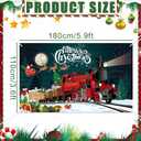 Merry Christmas Backdrop, 180x110cm/5.9x3.6 Feet Christmas Decoration Banner Happy Holiday Background for Photography Home Inside Decor Yard Outside Wall Sign Winter Birthday Party Supplies(Train)