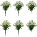 6 Pack, Artificial Morning Glory Simulated Eucalyptus Leaves Faux Morning Glory Decors Fake Morning Glory Branches with Eucalyptus Leaves for Flower Arrangement Vase Decoration (White)