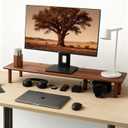 Dual Monitor Stand Riser Acacia Wood, Wooden Desk Monitor Riser for 2 Monitors Supports for Monitor, Printer, Heavy TV Riser up to 130 lbs