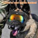 Dog Goggles,UV Protection Dog Sunglasses for Medium Breed,Dogs Eye Protection with Adjustable Strap and Detachable PU Leather Hat (Colorful Glass)