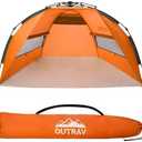 Outrav Pop Up Beach Tent - Quick and Easy Set Up, Family Size, Portable Sun and Water Shelter and Shade Canopy - for Fishing, Camping, Hiking and Outdoor Activities (Orange)