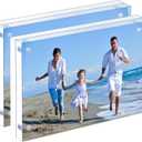 Acrylic Picture Frame, 2pack 5x7 Inch Clear Photo Double-Sided Frames, Magnetic 12+12MM Thickness Picture Frame Clear Photo Frame Stand, Double-Sided Acrylic Frame Stand