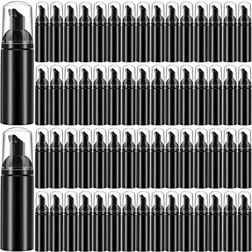 70 Pcs 2 oz Plastic Foam Soap Dispensers Refillable Lash Shampoo Bottles with Pump Mini Eyelash Cleaning Foam Bottle Dispenser for Refillable Travel Cosmetics (Black)