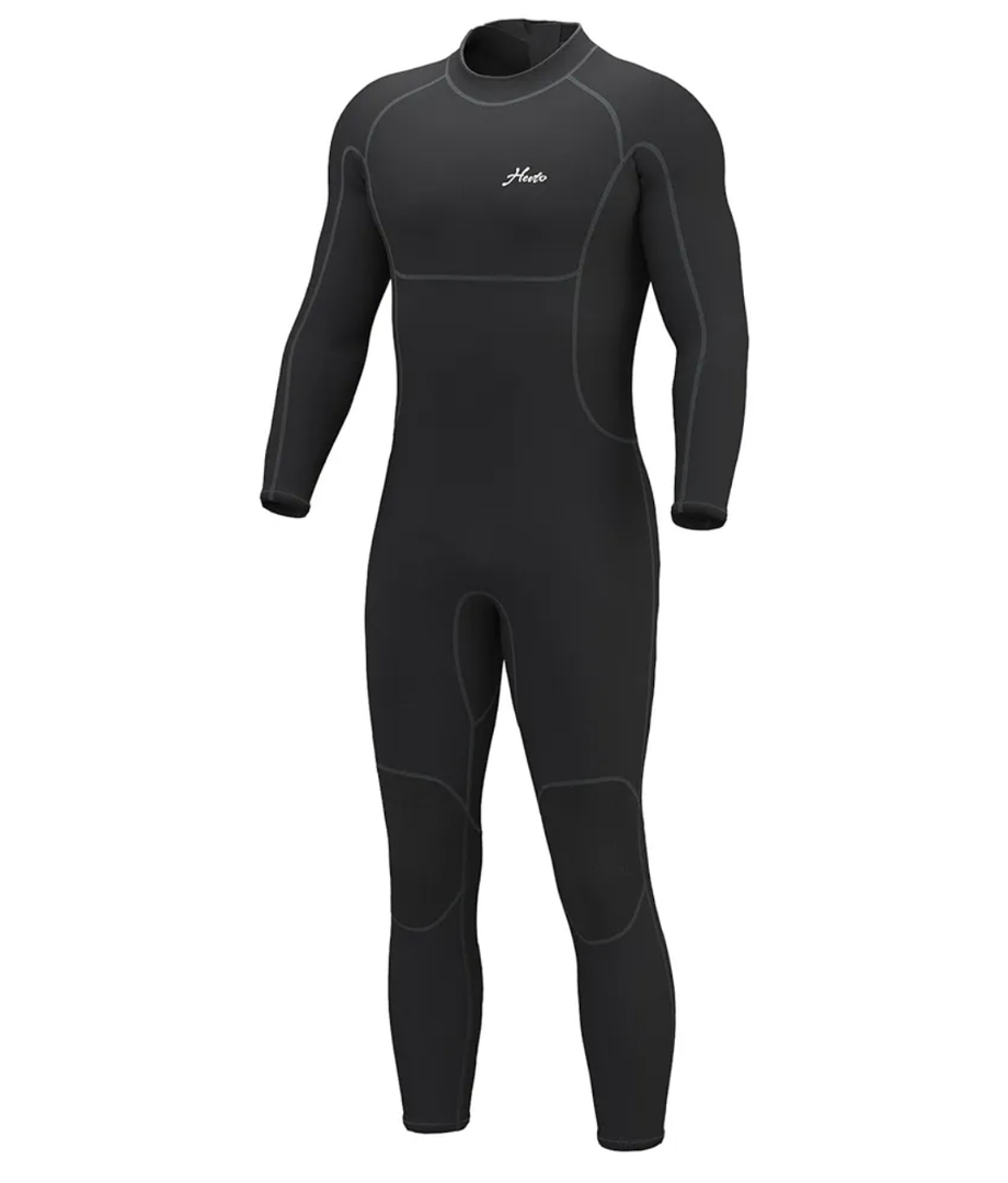 Hevto Men Wetsuits 3/2mm Neoprene Wet Suit Back Front Zip in Cold Water for Surfing Swimming Diving, L