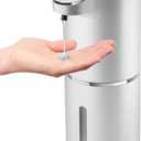 Automatic Liquid Soap Dispenser,4-Level Adjustable, Wall Mount,USB Rechargeable,12.8oz/ 380ml,Touchless Hand & Dish Soap Dispenser for Bathroom, Kitchen,Hotel, Restaurant (Silvery)