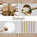 Gold Sputnik Chandelier Mid Century Modern 23 Light High Ceiling Chandelier, Dia 25.6 inch