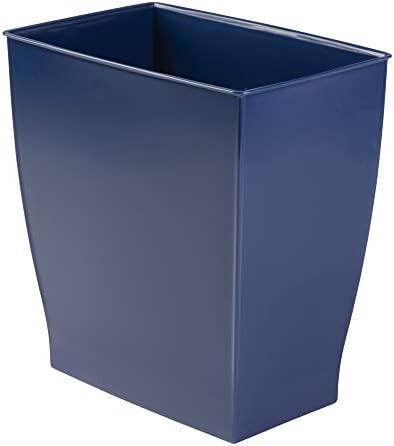 iDesign Small Plastic Bathroom Trash Can, Slim Rectangle Garbage Bin for Bedroom, Office, Dorm, Navy Blue, Pack 2 iDesign Small Plastic Bathroom Trash Can, Slim Rectangle Garbage Bin for Bedroom, Office, Dorm, Navy Blue, Pack 2