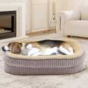 Orthopedic Dog Bed for Medium Dogs Breeds, High Density Egg Crate Foam Dog Sofa Beds,Oval Kennel Bed, Pet Couch Bed with Four Sided Bolster, Removable Washable Cover& Non-Slip Bottom (30"L x 24"W x 6.5"Th, Gray)