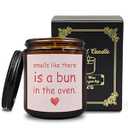 PUHEI Pregnancy Announcement Gifts Candle, Baby Announcement Candle Gifts for Parents Grandparents Family, Mothers Day New Mom Gifts, Smells Like There is a Bun in The Oven Soy Scented Jar Candles