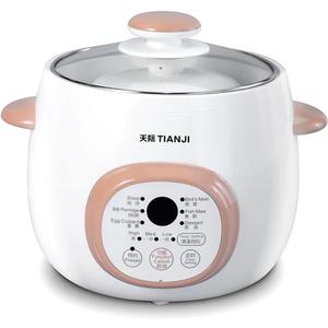 Electric Stew Pot, Ceramic Soup Porridge Cooker, Slow Cookers with Lid, 1L, White, A4 paper size