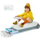 Portable Go Kart, 12v Ride on Race Car, Variable Speed for Kids, 5 Speeds Available, Cleaning Go Kart for 3+ Year Old (Includes Mop), Kids' Electric Wiggle Car with Large Storage- Light Gray
