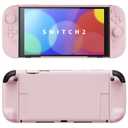 PlayVital Hard Case for Nintendo Switch 2 with Extra Stand & Thumb Grip Caps | Split Design, Dockable Protective Full-Body Shell Cover for Nintendo Switch 2 | Solid Color Series, Cherry Blossoms Pink
