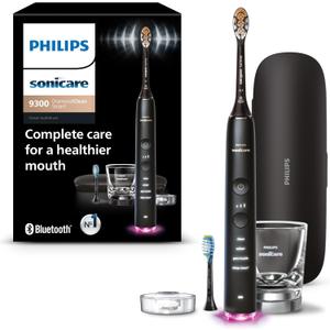 Philips Sonicare DiamondClean Smart 9300 Electric Toothbrush, Sonic Toothbrush with App, Pressure Sensor, Brush Head Detection, 4 Brushing Modes and 3 Intensity Levels, Black, Model HX9903/15