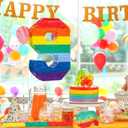 Sratte Rainbow Number Pinata Multicolor Small Kids Birthday Party with Blindfold Stick and Confetti for Anniversary Cinco de Mayo Fiesta Decor (Number 9) (PR-Sratte-52971)