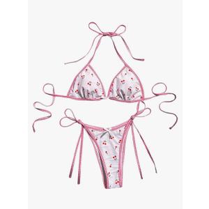 SOLY HUX Bikini Sets for Women Halter Triangle Tie Side Bikini Two Piece Bathing Suits Swimsuit, XS Size