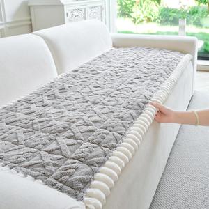Fuzzy Couch Covers for Dogs, Non Slip Thick Dog Couch Cover Protector, Plush Pet Couch Covers for Sofa Washable, Soft Sofa Cushion Slipcovers Pet Friendly(1PC, Light Grey, 27.6”x70.9”)