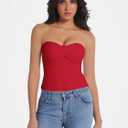 Tube Tops for Women Twist Knot Summer Going Out Crop Tops Backless Strapless Bandeau Tops Y2K Basic (Red, M)