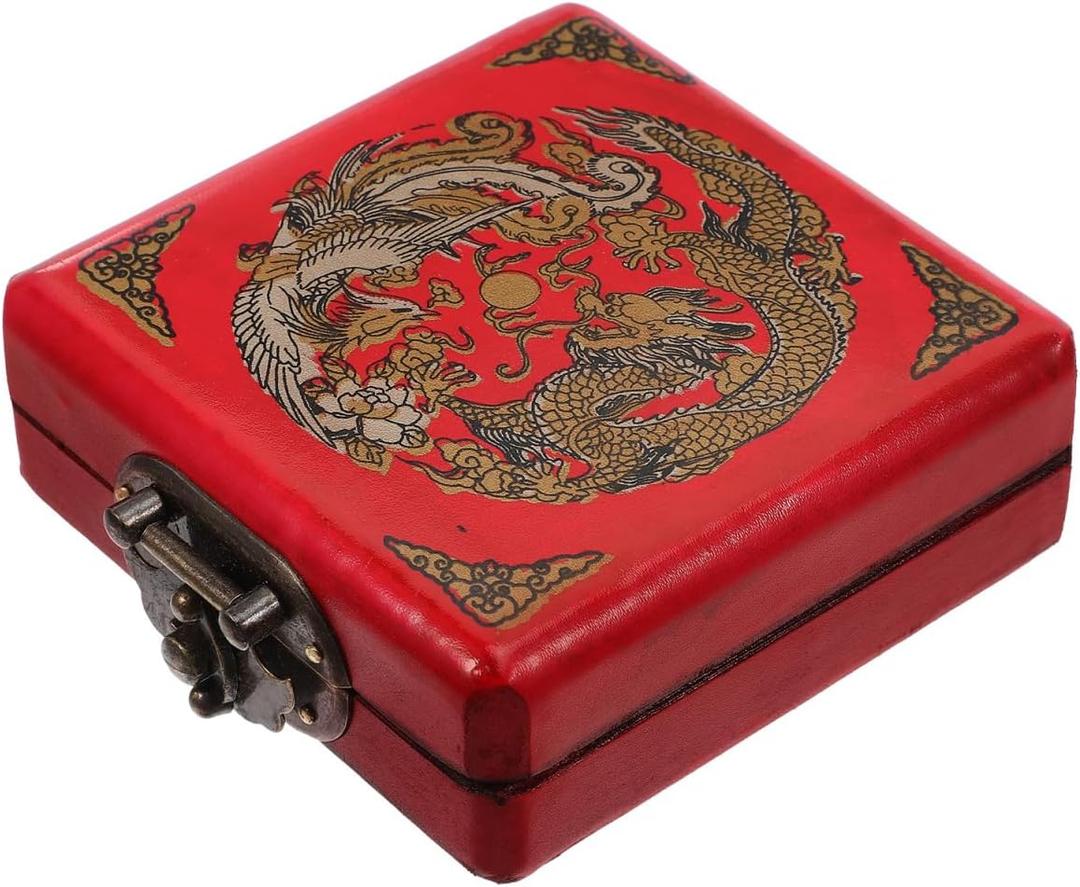 Chinese Jewelry Box Handmade Vintage Jewelry Organizer Wooden Box Antique Trinket Case Dragon Bangle Container Bracelet Holder for Women Treasure Earring (8X8CM)