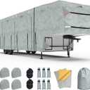 Durable Non-Woven 5th Wheel RV Cover Fits 26.1'-29' Trailers – Waterproof, Tear-Resistant, Sun-Resistant Camper Cover 4 Tire Covers & Gutter Guards
