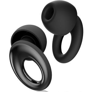 Ear Plugs for Sleeping Noise Cancelling, Concert Ear Plugs with 30dB Noise Reduction, Reusable Silicone Earplugs for Sleep, Travel, Work, Study, Comfortable Fit with 4 Sizes and Carrying Case (Black)