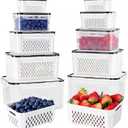 Freshmage Fruit Storage Containers for Fridge with Removable Colander, Airtight Food Storage Container, Dishwasher Safe Produce Saver for Refrigerator, Keep Berry Fruit Fresh Longer 10 pcs Large Clear