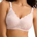 Cuteio Wireless Jelly Bras for Women No Underwire, Seamless Comfortable Jacquard Bralettes, Padded Convertible Bra Sets XL