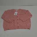 GRACE KARIN 2025 Women's 3/4 Sleeve Crochet Knit Button Down Cardigan Cropped Shrug Bolero Lightweight Sweaters Tops (Pink, Small)