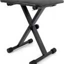 Keyboard Bench X-Style Height Adjustable Padded Cushion Foldable Stool Portable Seat Keyboard Chair for Keyboards Piano Guitar (Black), 11.8 X 15.7 X 19.29 Inches