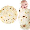 Tortilla Blanket, Baby Burritos Swaddle Blanket, Taco Blanket for Newborn Toddler, 285 GSM Soft Flannel Wearable Wrap Funny Gifts for Baby Shower Boy Girl 0-3 6 9 Months (Beige)