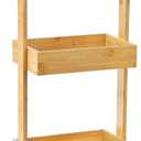 TOPZEA Slim Storage Cart, 3-Tier Bamboo Rolling Utility Cart Standing Rack on Wheel, Mobile Shelving Unit Organizer Serving Trolley Slide Out Cart for Office Bathroom Kitchen Laundry Room(Upgraded)