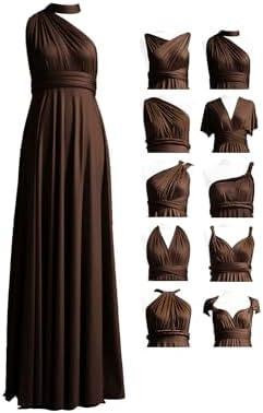 72styles Infinity Dress with Bandeau, Convertible Bridesmaid Dress, Long, Plus Size, Multi-Way Dress, Twist Wrap Dress (One Size, Dark Brown)