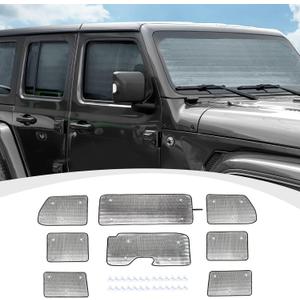 RAZPOY JL Windshield Sunshade, 8PCS Side Window Sun Shade Compatible with 2018-2024 Jeep Wrangler JL 4-Door