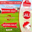 6PCS Moving Sale Signs with Stakes Double Sided Red Moving Sale Directional Arrow Yard Signs 16 x 5'' Corrugated Plastic Waterproof Sign for Garage House Business Personal Use Transaction Event Signs