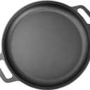 Cast Iron Pizza and Pancake Baking Pan,Thickened Steak Skillet Chicken Griddle for Oven, Grill, Stove or Campfire (13.8inch Pizza Pan)