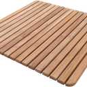 Nordic Style Teak Shower, Bath and Spa Mat | Indoor + Outdoor Use | Non-Slip Wood Platform | Spa, Sauna, Pool, Hot Tub | Luxury Decor (Natural Finish, 24" x 24")
