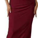 PRETTYGARDEN Women's Summer Wedding Guest Dress Strapless Tube Top Maxi Bodycon Long Floral Mesh Beach Vacation Party Dresses (Red, M)