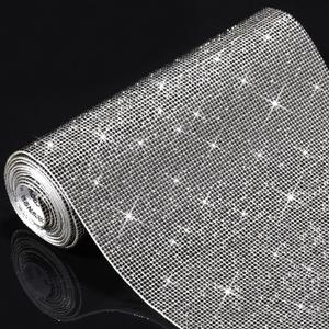 Outus 60750 Pieces Self Adhesive Rhinestone Sheets 59 x 7.87 Inch Bling Glitter Crystal Diamond Rhinestone Sticker Vinyl Wrap Sparkle Gem Stickers for DIY Home Car Arts Craft Decoration(Black)