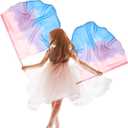 Silipull 2 Pcs Set 32" Praise Dance Worship Flags with Scalable Rod for Kids Children Semicircle Praise Church Flags for Worship Dance Outdoor Practice Performance(Pink Purple Blue)