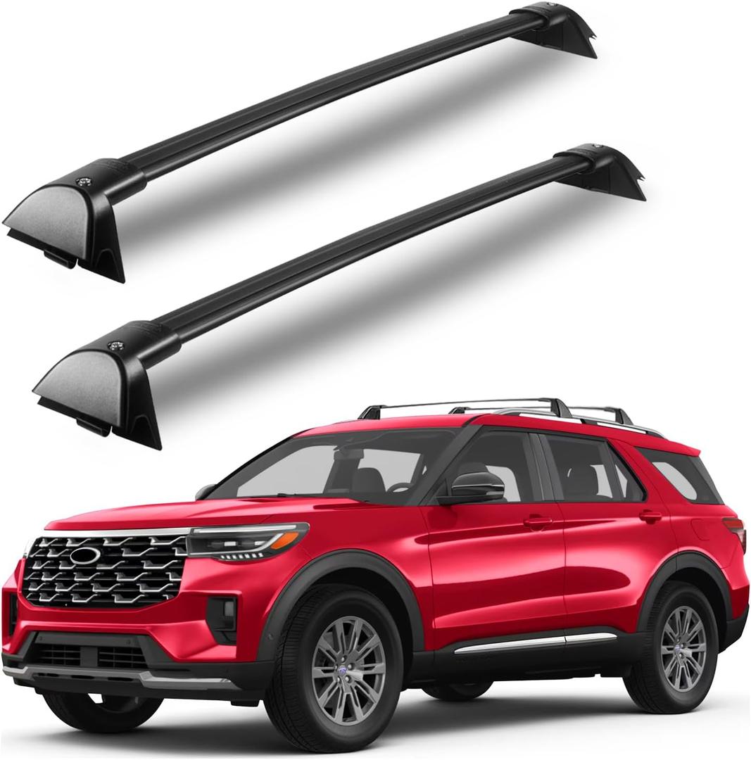 Heavy-Duty Aluminum Roof Rack Cross Bars Fit for Ford Explorer 2020-2024 2025 2026, 220LBS Crossbars for Roof Rails, Rooftop Cargo Basket Carrier Bag Luggage Canoe Kayak Bike